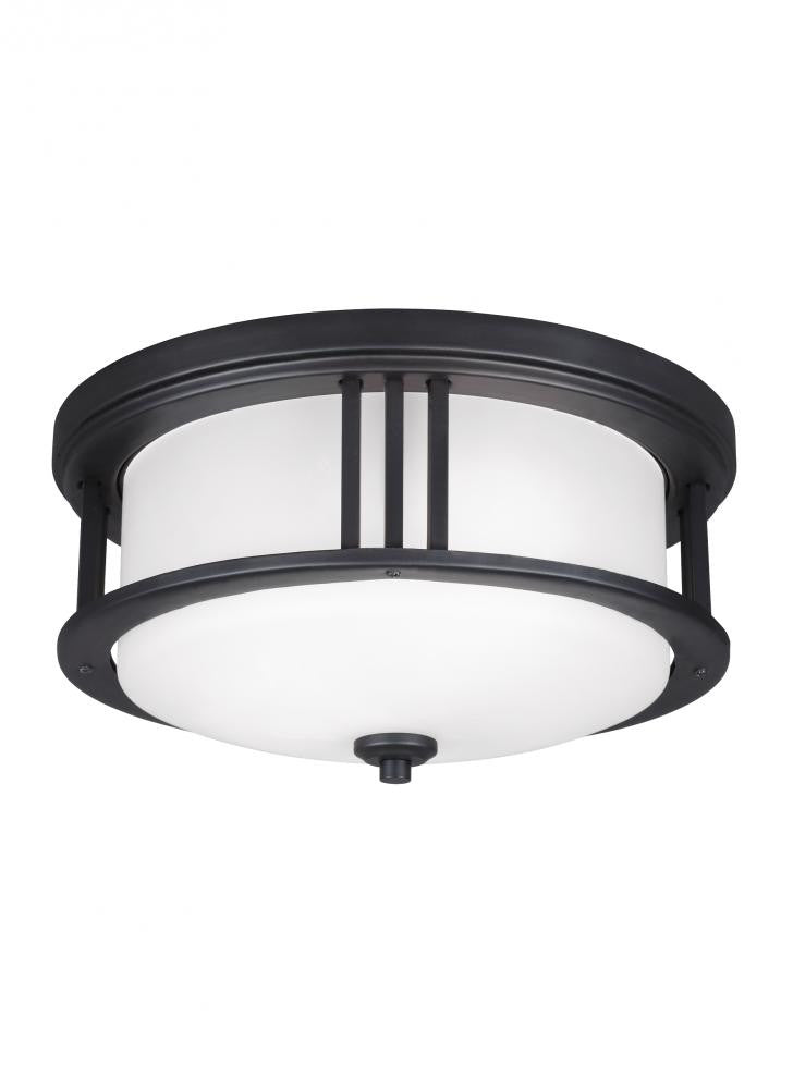 Generation Lighting Crowell Two Light Outdoor Ceiling Flush Mount Black