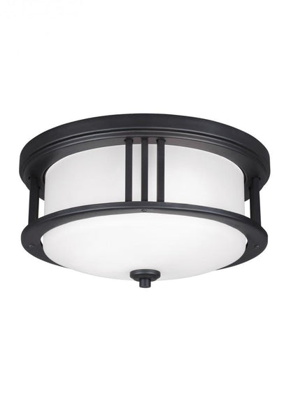 Generation Lighting Crowell Two Light Outdoor Ceiling Flush Mount Black