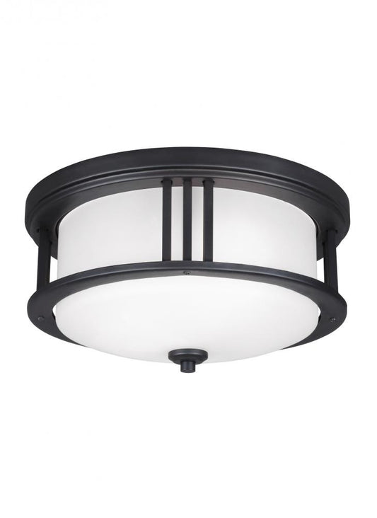 Generation Lighting Crowell Two Light Outdoor Ceiling Flush Mount Black