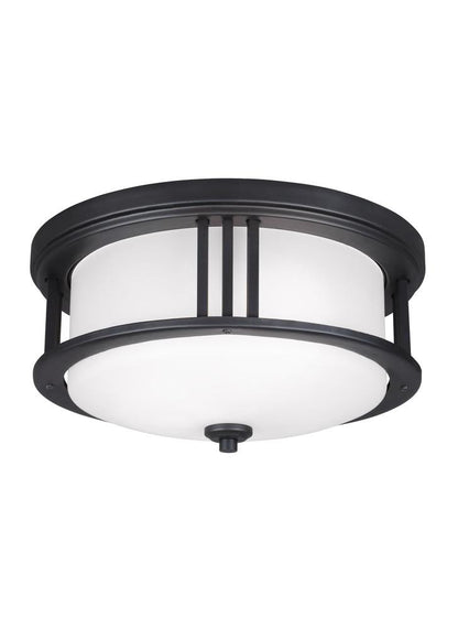 Generation Lighting Crowell Two Light Outdoor Ceiling Flush Mount Black