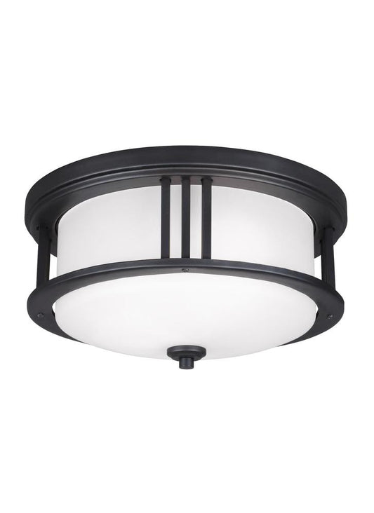 Generation Lighting Crowell Two Light Outdoor Ceiling Flush Mount Black