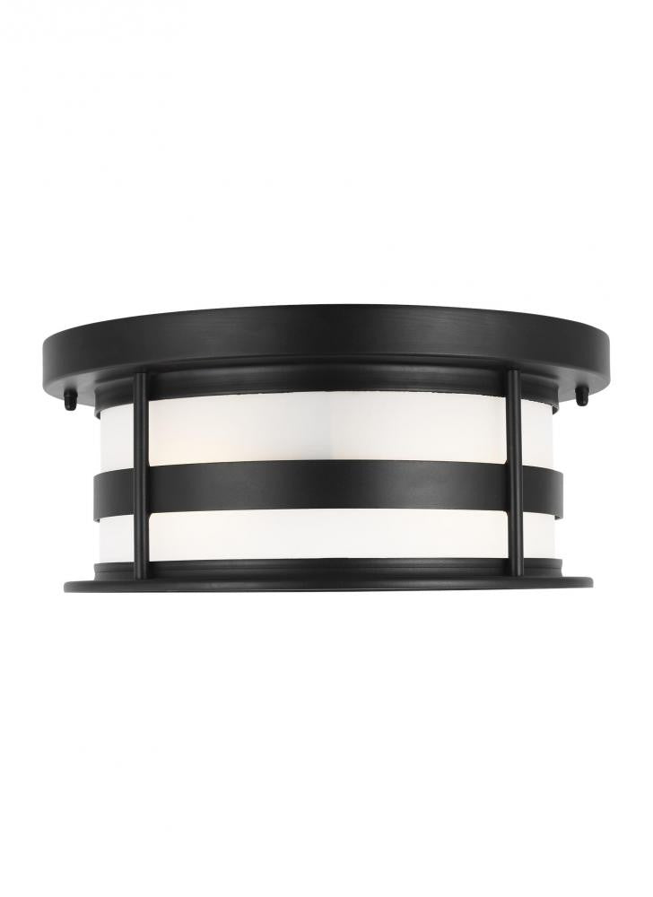 Generation Lighting Wilburn Two Light Outdoor Flush Mount Black