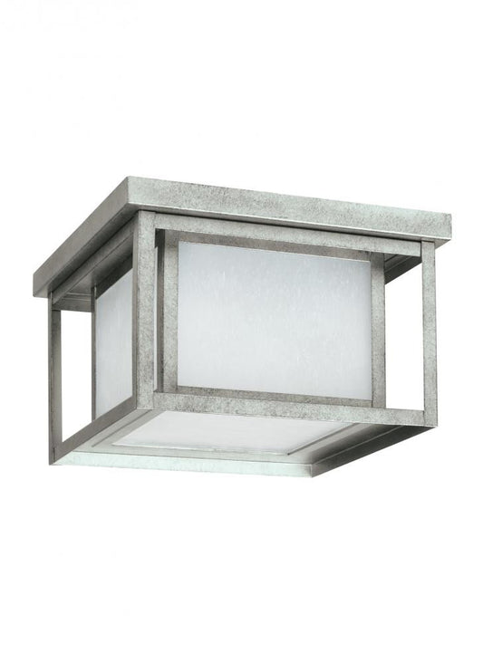 Generation Lighting Hunnington Two Light Outdoor Ceiling Flush Mount Weathered Pewter