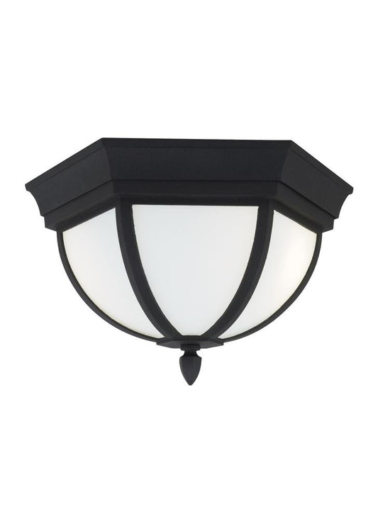 Generation Lighting Wynfield Two Light Outdoor Ceiling Flush Mount Black