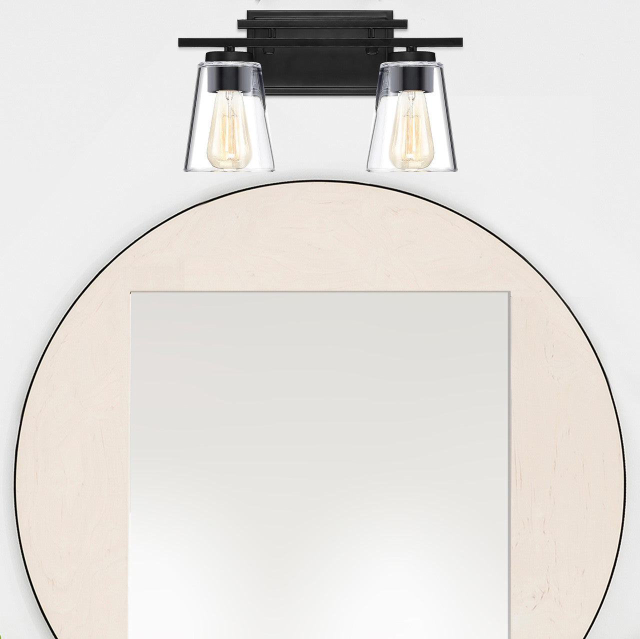 Calhoun Bath Vanity Light, 2-Light, Black, Glass Shade, 14.58"W, Savoy House (8-1020-2-BK 1N3VJ)