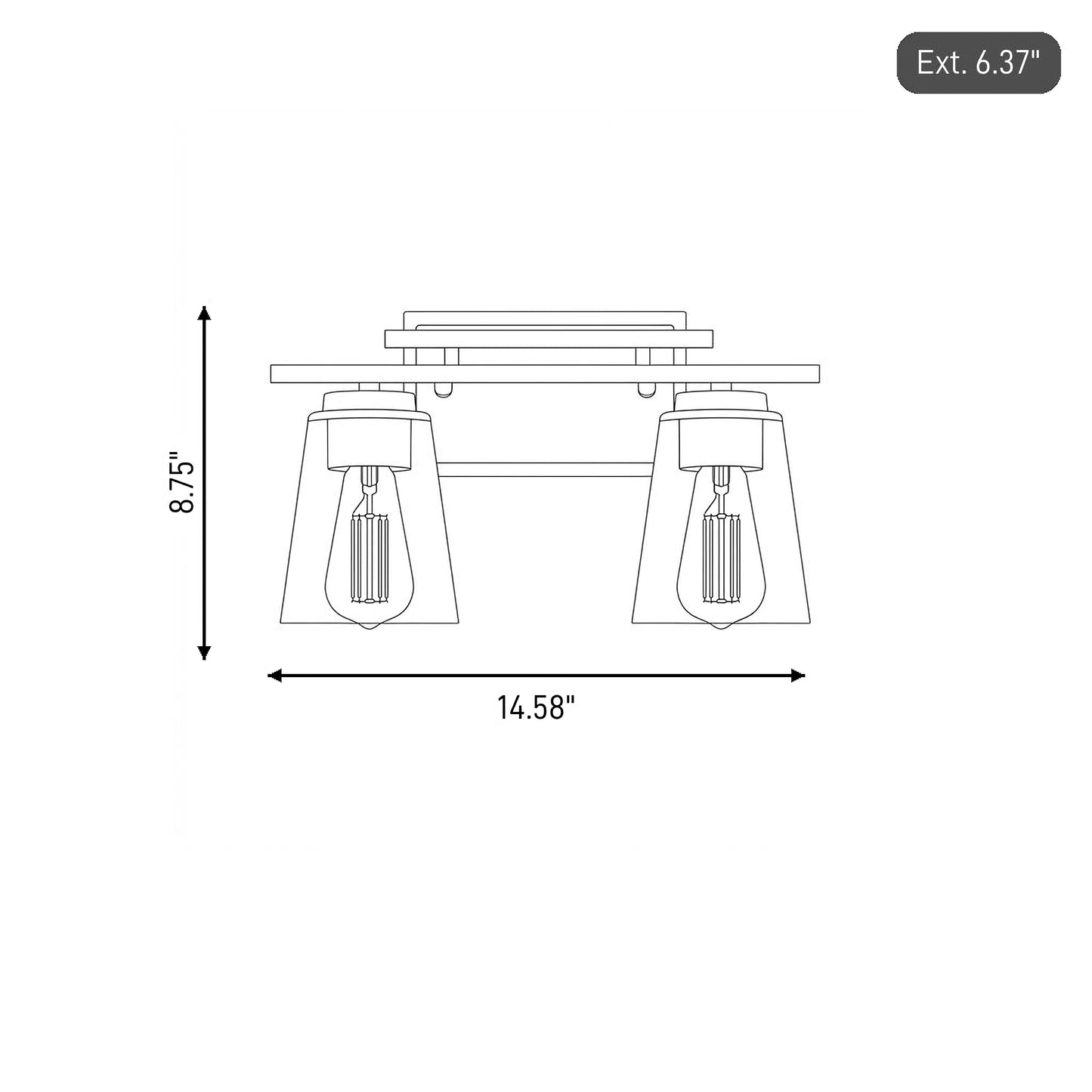 Calhoun 2-Light Bathroom Vanity Light in Black