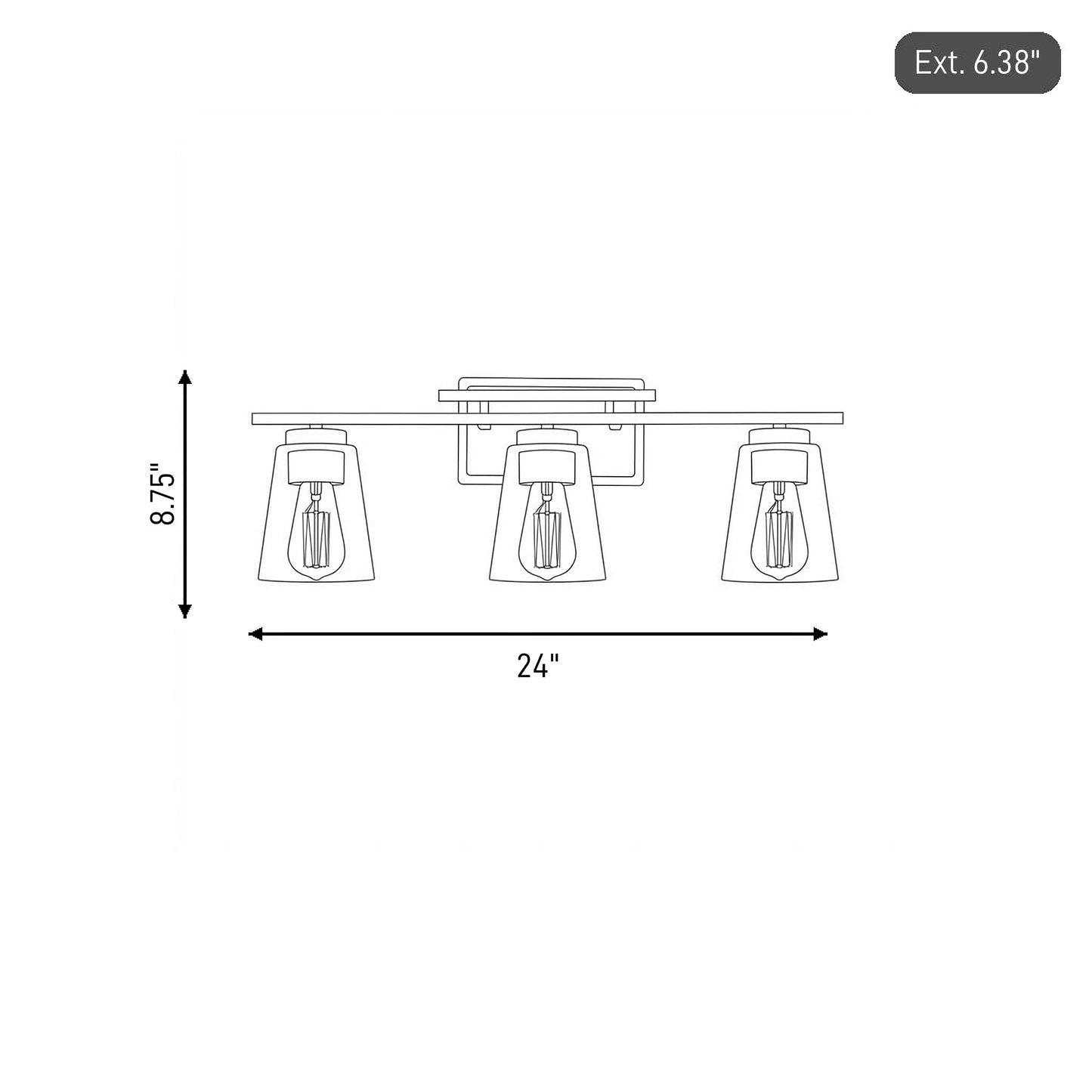 Calhoun 3-Light Bathroom Vanity Light in Black