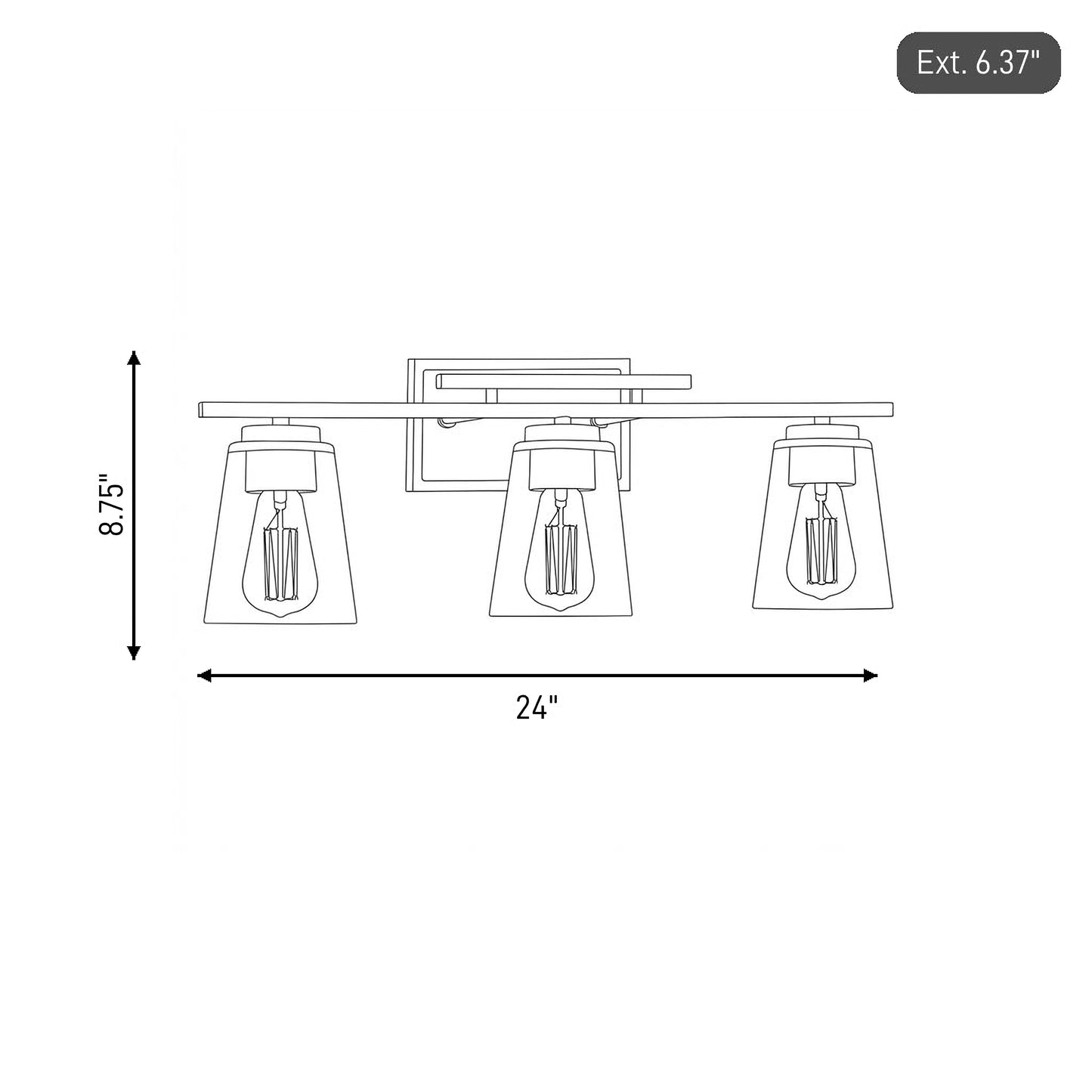 Calhoun 3-Light Bathroom Vanity Light in Black