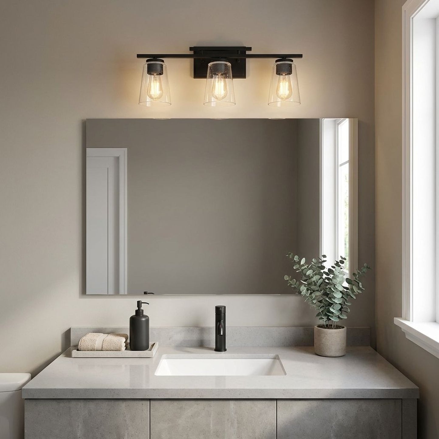 Calhoun 3-Light Bathroom Vanity Light in Black