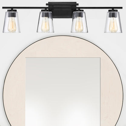 Calhoun Bath Vanity Light, 4-Light, Black, Glass Shade, 32"W, Savoy House (8-1020-4-BK 1N3VL)