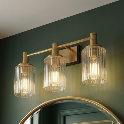Concord 3-Light Bathroom Vanity Light in Matte Black with Warm Brass