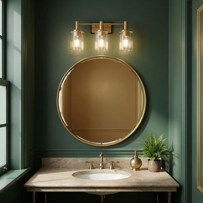 Concord 3-Light Bathroom Vanity Light in Matte Black with Warm Brass