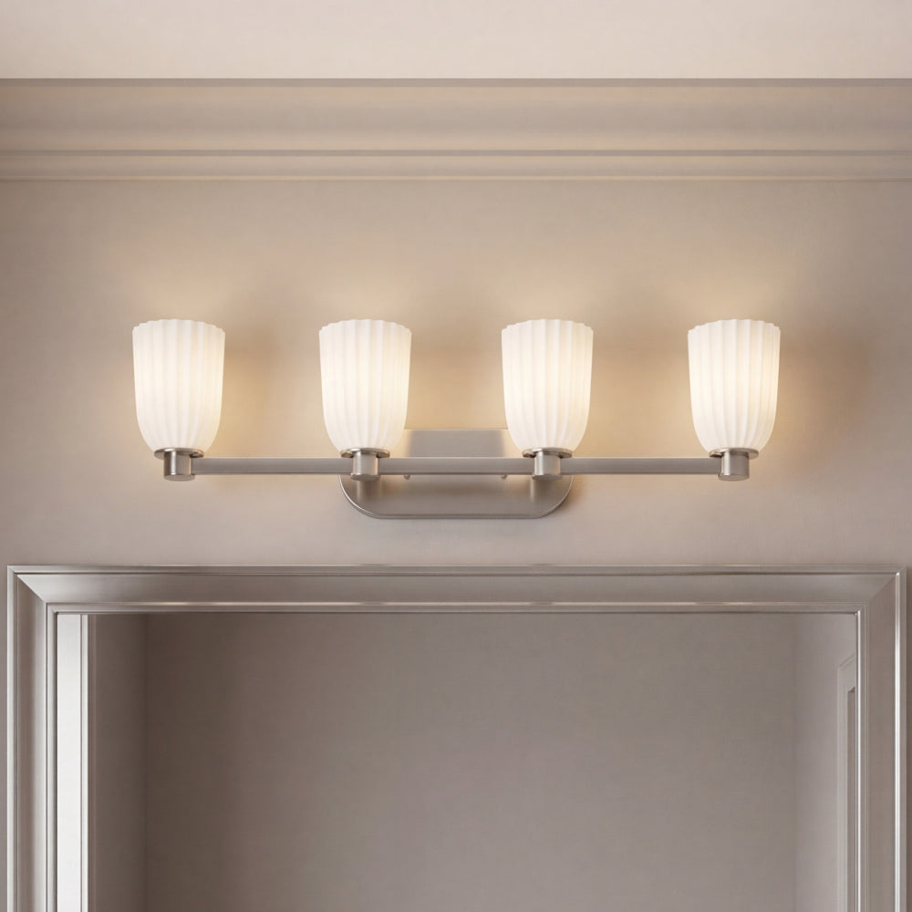 Savoy House Baldwin 4-Light Bathroom Vanity Light - Satin Nickel