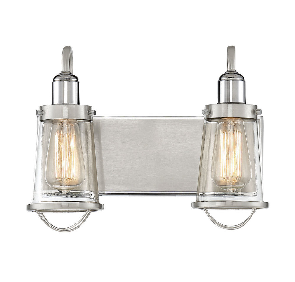 Savoy House Lansing 2-Light Bath Vanity Satin Nickel with Polished Nickel Accents