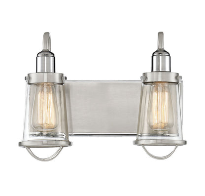 Savoy House Lansing 2-Light Bath Vanity Satin Nickel with Polished Nickel Accents