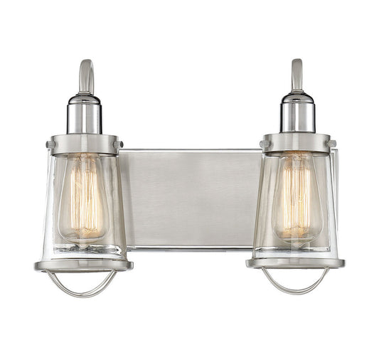 Savoy House Lansing 2-Light Bath Vanity Satin Nickel with Polished Nickel Accents