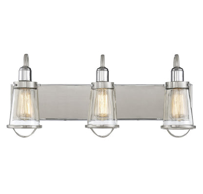 Savoy House Lansing 3-Light Bath Vanity Satin Nickel with Polished Nickel Accents