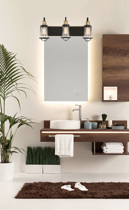 Lansing Bath Vanity Light, 3-Light, English Bronze and Warm Brass, Glass Shade, 24"W, Savoy House (8-1780-3-79 1MZXE)