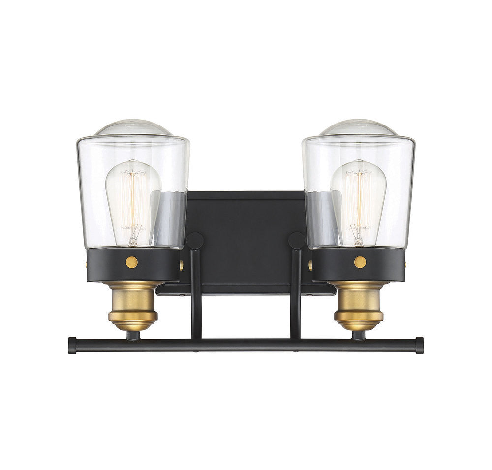 Savoy House Macauley 2-Light Bath Vanity Vintage Black with Warm Brass