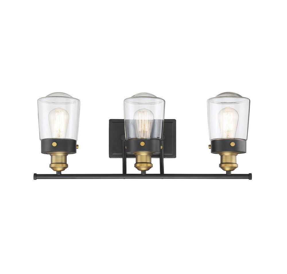 Savoy House Macauley 3-Light Bath Vanity Vintage Black with Warm Brass