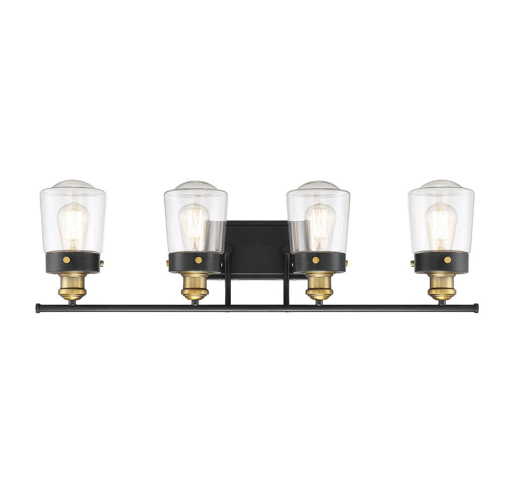Savoy House Macauley 4-Light Bath Vanity Vintage Black with Warm Brass