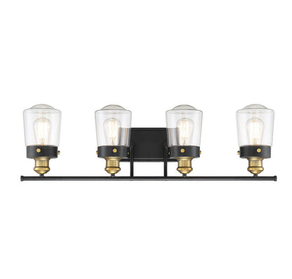 Savoy House Macauley 4-Light Bath Vanity Vintage Black with Warm Brass