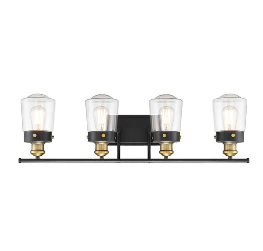 Savoy House Macauley 4-Light Bath Vanity Vintage Black with Warm Brass