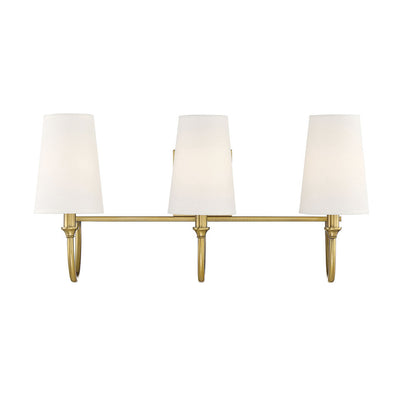Cameron Bath Vanity Light, 3-Light, Warm Brass, White Fabric Shade, 24"W Savoy House (8-2542-3-322 1R0LL)