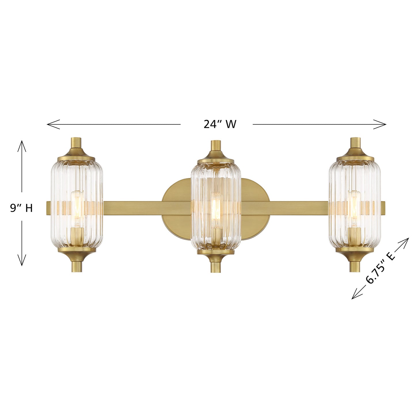 Holton 3-Light Bathroom Vanity Light in Warm Brass