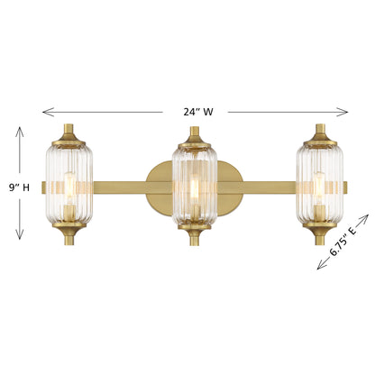 Holton 3-Light Bathroom Vanity Light in Warm Brass