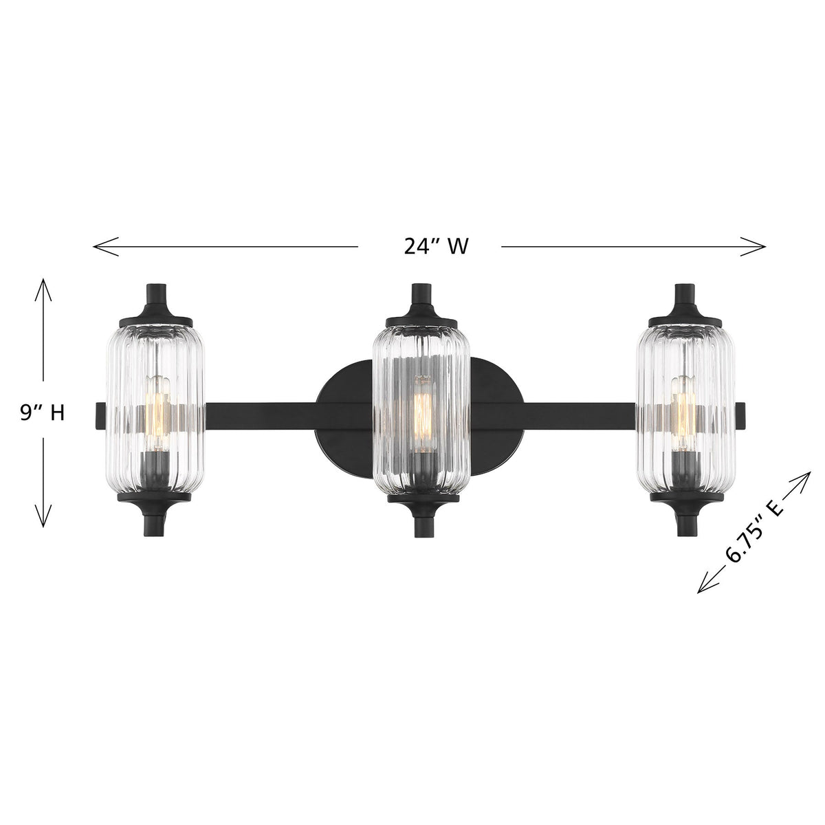 Holton 3-Light Bathroom Vanity Light Matte Black