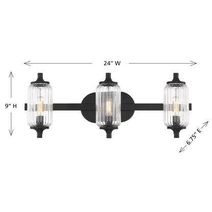 Holton 3-Light Bathroom Vanity Light Matte Black