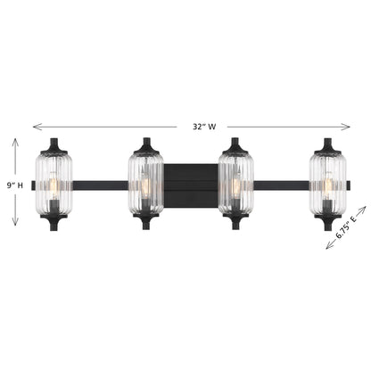 Holton 4-Light Bathroom Vanity Light in Matte Black