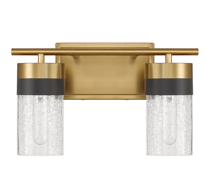 Brickell 2-Light Bathroom Vanity Light in Warm Brass and Black