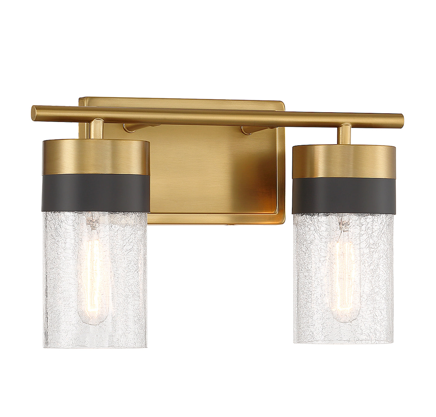 Brickell 2-Light Bathroom Vanity Light in Warm Brass and Black