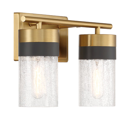 Brickell 2-Light Bathroom Vanity Light in Warm Brass and Black