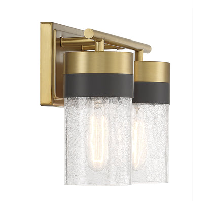 Brickell 2-Light Bathroom Vanity Light in Warm Brass and Black