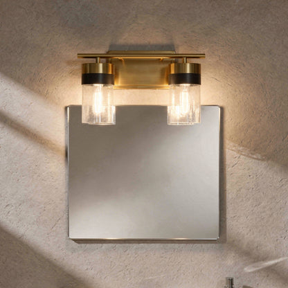 Brickell 2-Light Bathroom Vanity Light in Warm Brass and Black