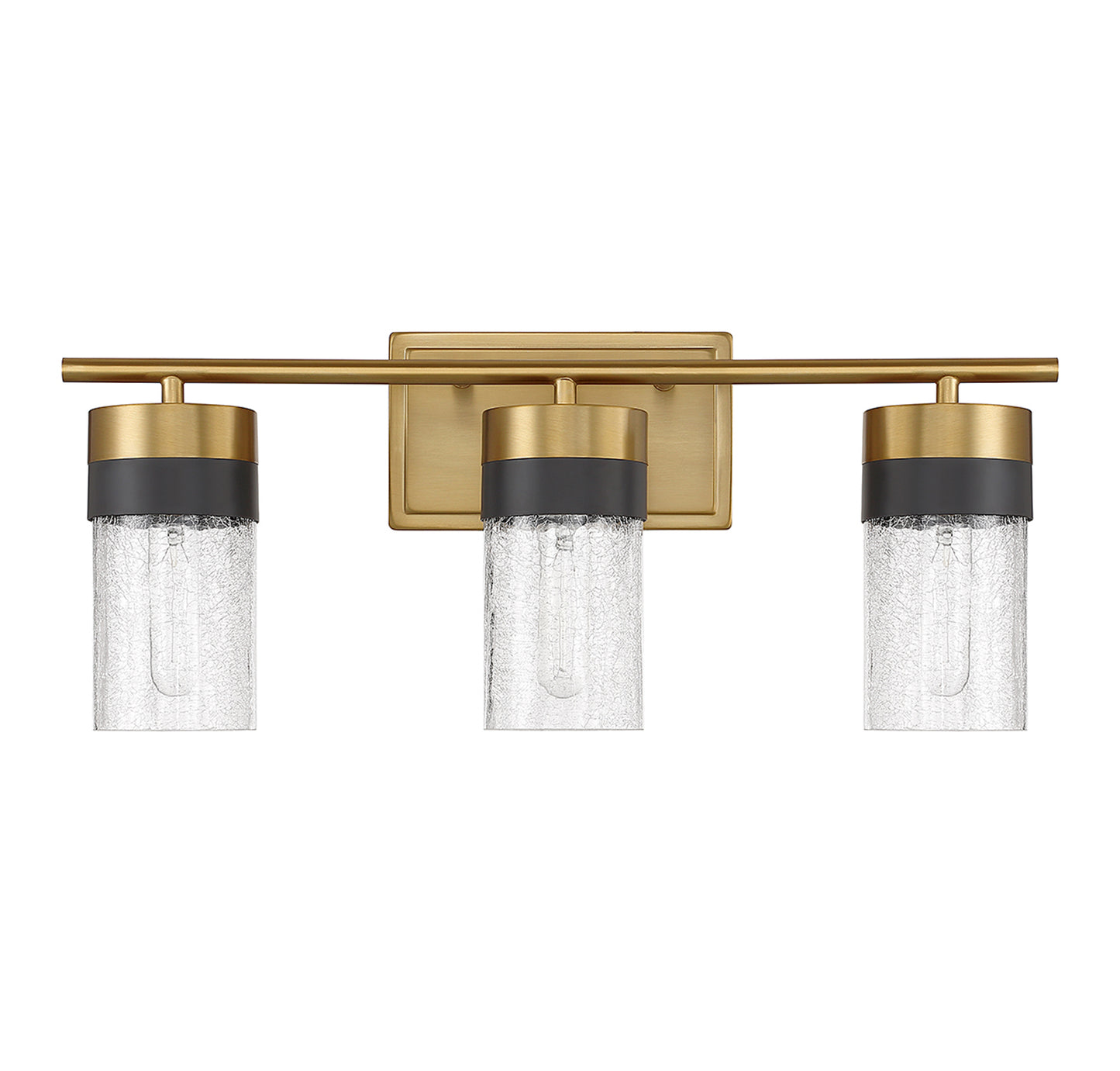 Brickell 3-Light Bathroom Vanity Light in Warm Brass and Black