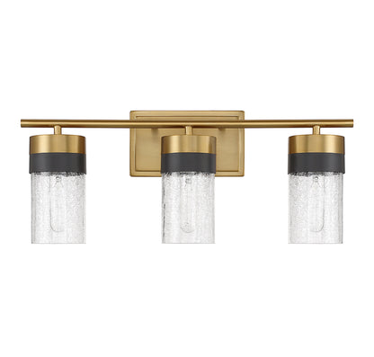 Brickell 3-Light Bathroom Vanity Light in Warm Brass and Black