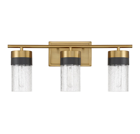Brickell 3-Light Bathroom Vanity Light in Warm Brass and Black