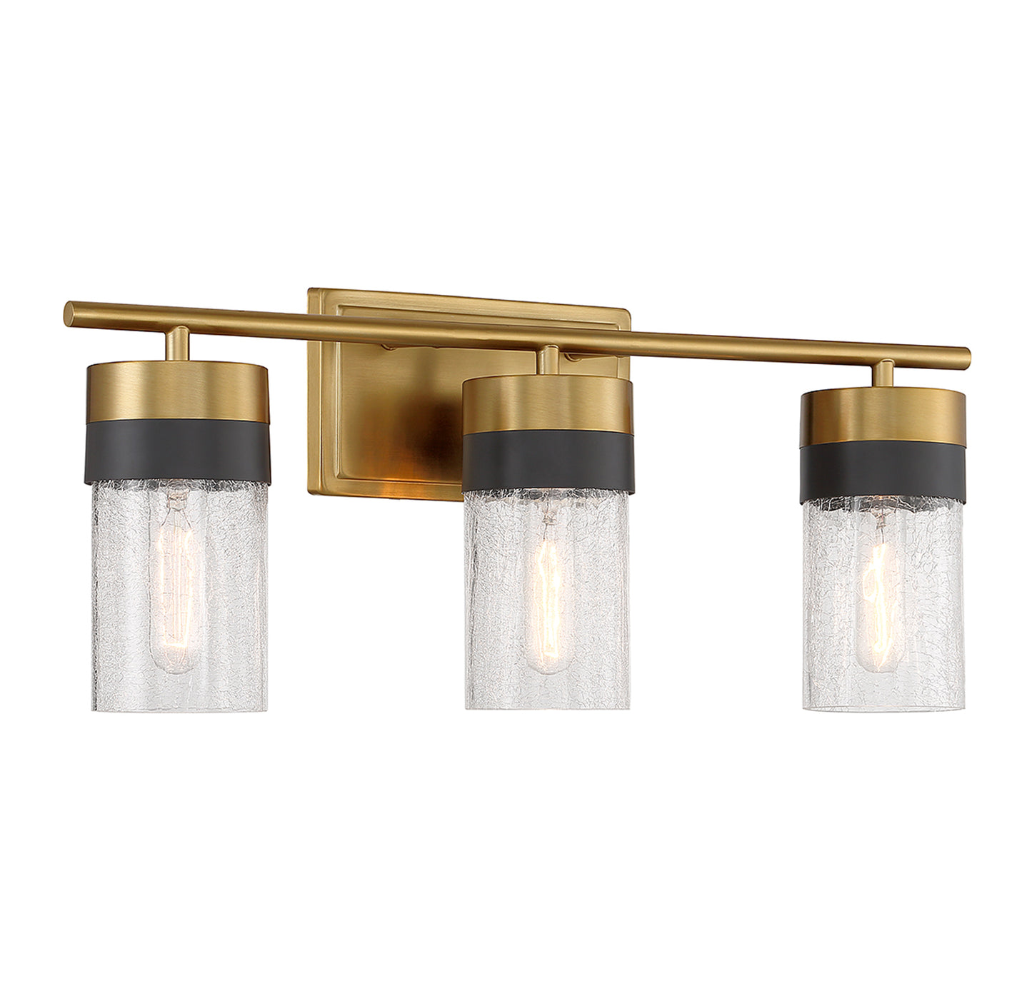 Brickell 3-Light Bathroom Vanity Light in Warm Brass and Black