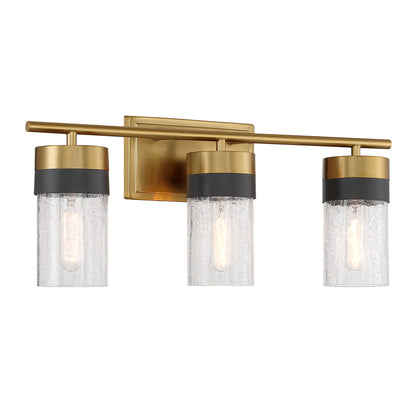 Brickell 3-Light Bathroom Vanity Light in Warm Brass and Black