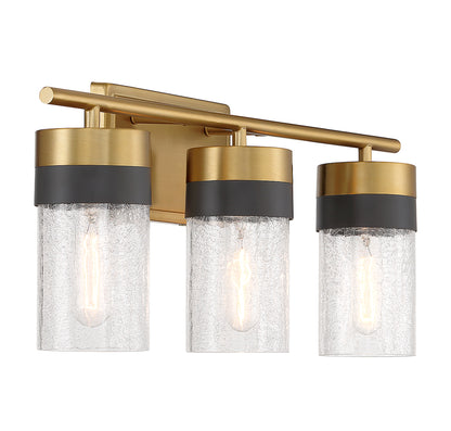 Brickell 3-Light Bathroom Vanity Light in Warm Brass and Black