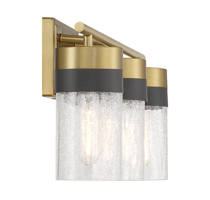 Brickell 3-Light Bathroom Vanity Light in Warm Brass and Black