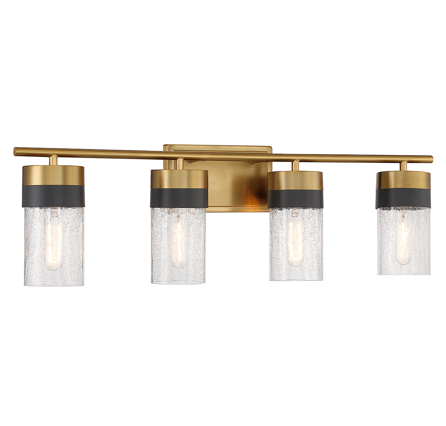 Brickell 4-Light Bathroom Vanity Light in Warm Brass and Black