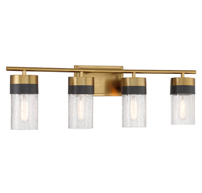 Brickell 4-Light Bathroom Vanity Light in Warm Brass and Black