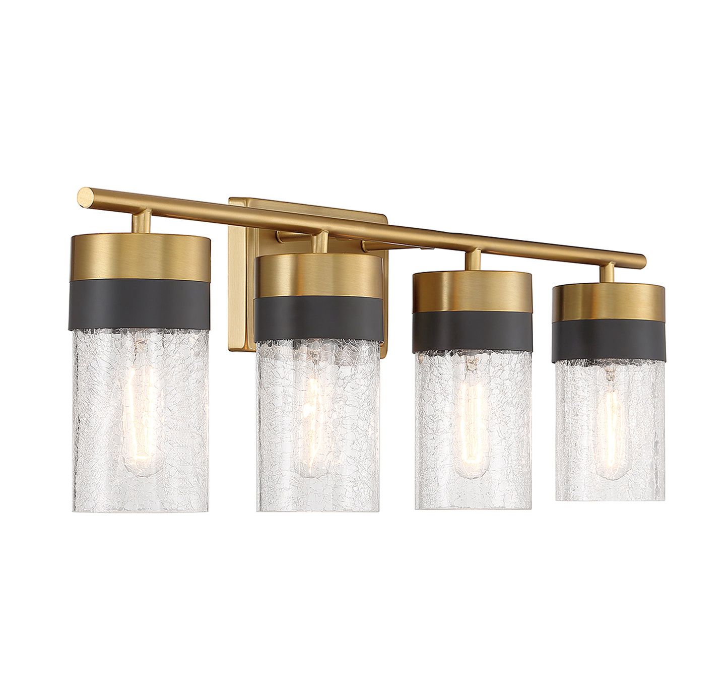 Brickell 4-Light Bathroom Vanity Light in Warm Brass and Black