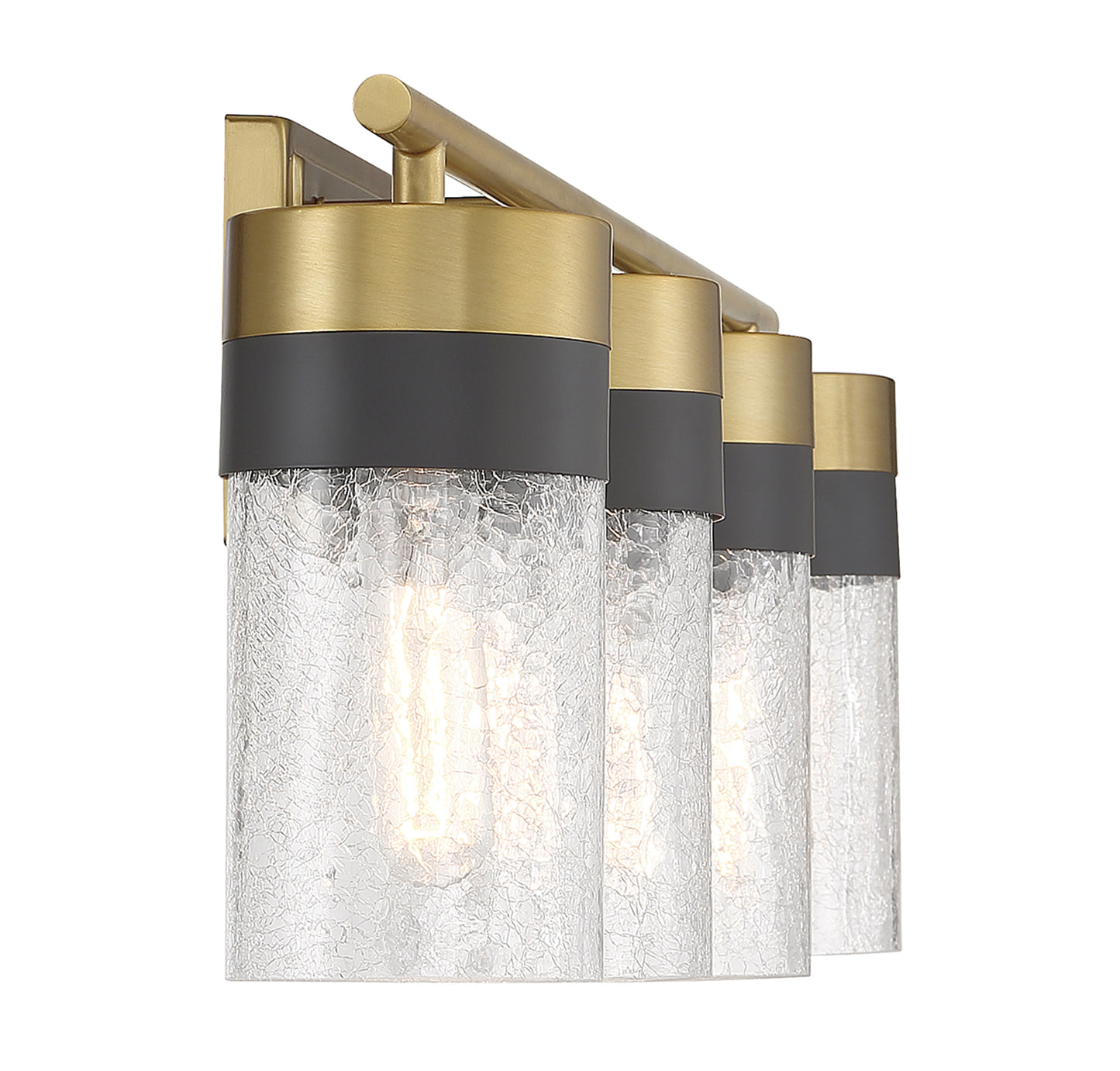 Brickell 4-Light Bathroom Vanity Light in Warm Brass and Black