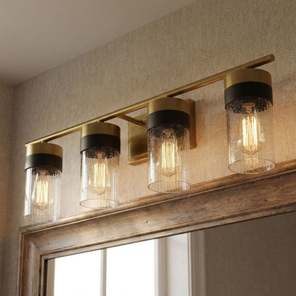Brickell 4-Light Bathroom Vanity Light in Warm Brass and Black